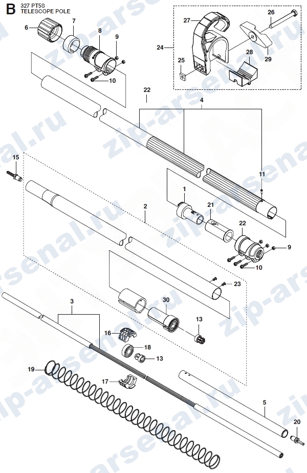   Телескопическая штанга для 327PT5S