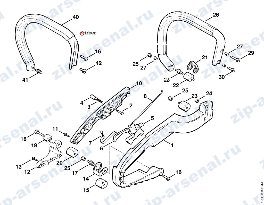 Ручка (Деталировка 1) для бензопилы Stihl 010, 011