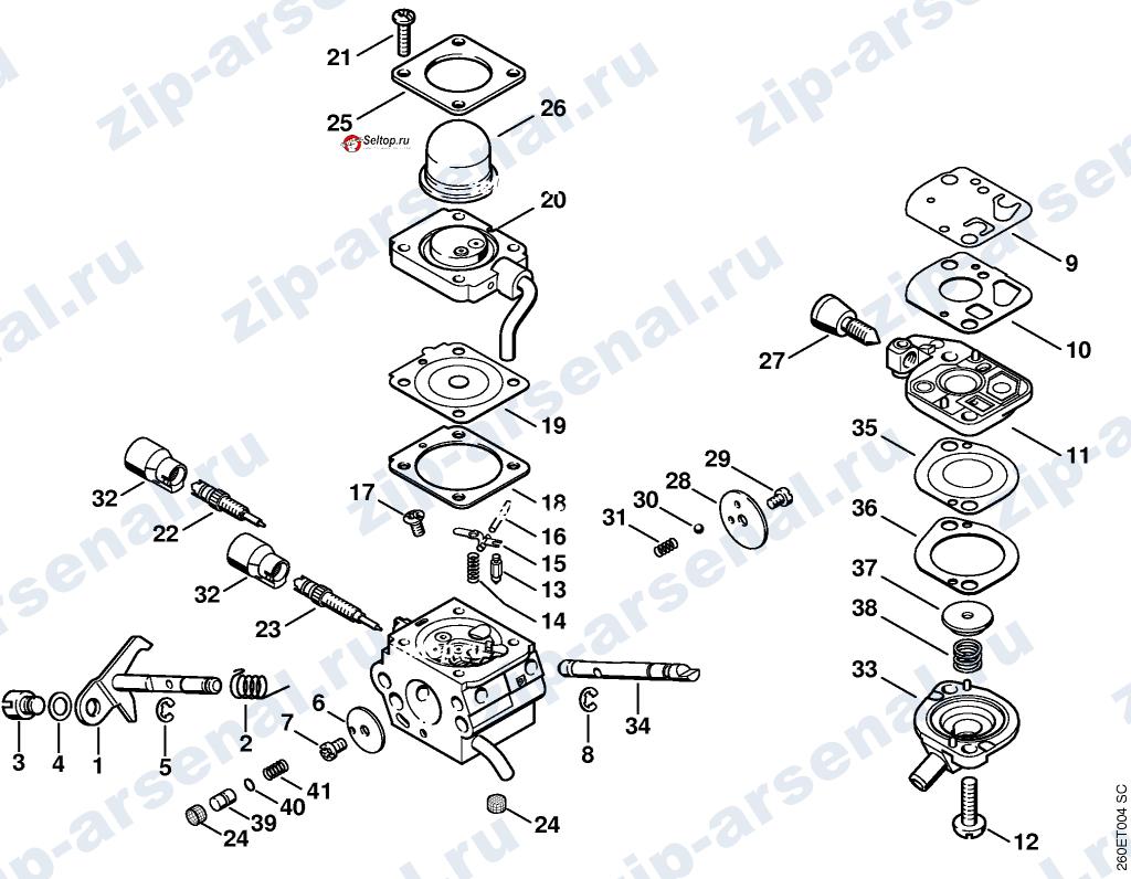 Карбюратор C1Q-S110D для бензотриммера Stihl FS 87, FS 87 R