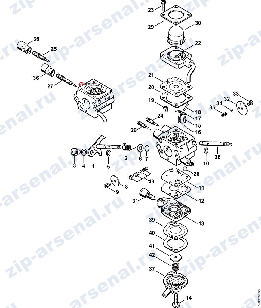 Карбюратор C1Q-S174, C1Q-S131C для бензотриммера Stihl FS 87, FS 87 R