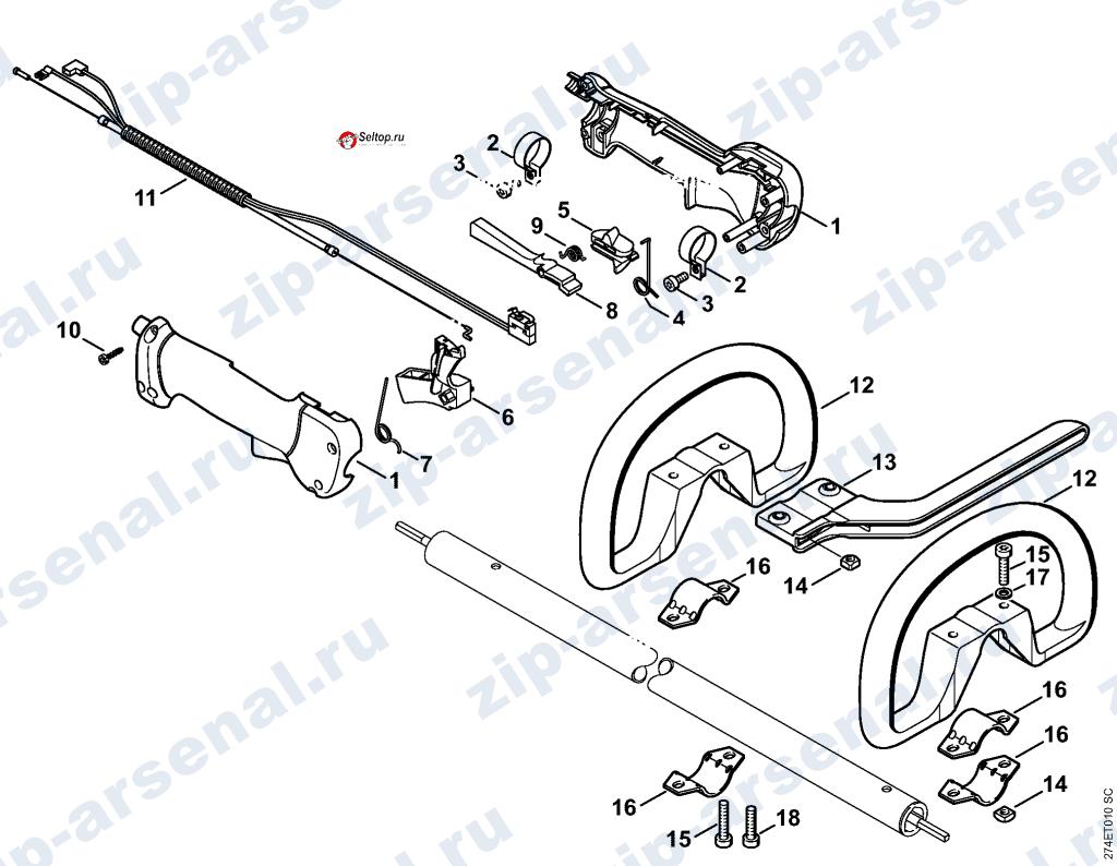 Ручка для бензотриммера Stihl FS 87, FS 87 R