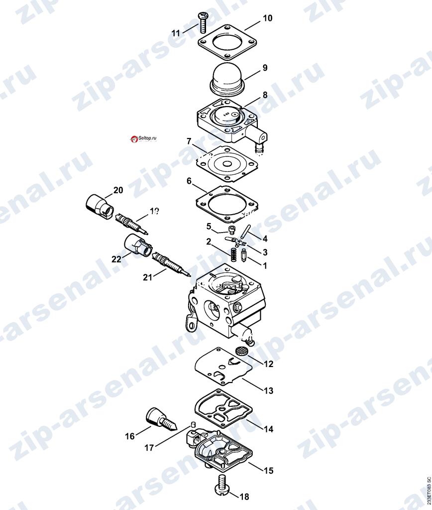 Карбюратор C1Q-S282 2-MIX для мотокосы Stihl FS 55, FS 55 C, FS 55 R, FS 55 RC, FS 55 T